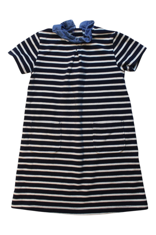 A Navy Short Sleeve Dresses from Monoprix in size 6T for girl. (Front View)