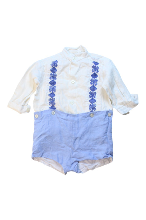 A White Long Sleeve Rompers from Arroz con Leche in size 3-6M for boy. (Front View)