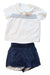 A White Shorts Sets from La Coqueta in size 6-12M for boy. (Front View)