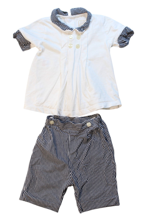 A White Pants Sets from Emile et Rose in size 3-6M for boy. (Front View)