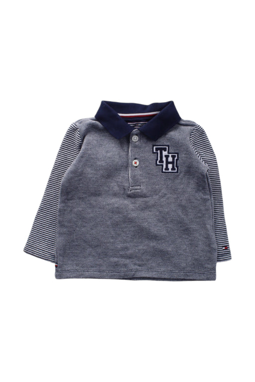 A Navy Long Sleeve Polos from Tommy Hilfiger in size 6-12M for boy. (Front View)