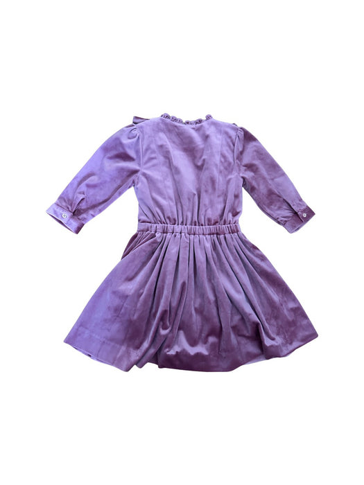 A Pink Long Sleeve Dresses from Velveteen in size 5T for girl. (Back View)