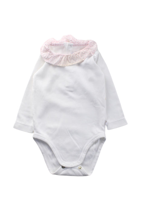 A White Long Sleeve Bodysuits from Jacadi in size 3-6M for neutral. (Front View)