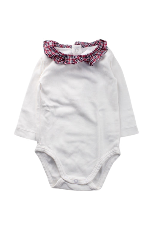 A White Long Sleeve Bodysuits from Jacadi in size 3-6M for neutral. (Front View)