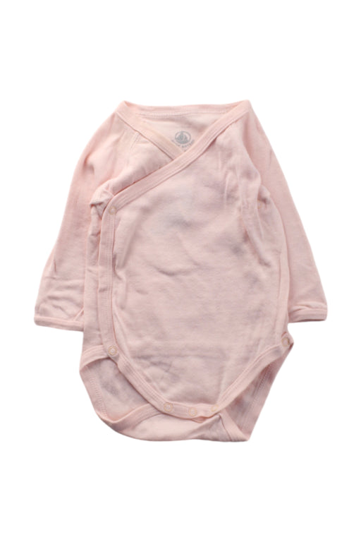 A Pink Long Sleeve Bodysuits from Petit Bateau in size 0-3M for neutral. (Front View)