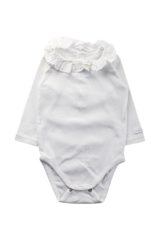 A White Long Sleeve Bodysuits from Jacadi in size 3-6M for neutral. (Front View)