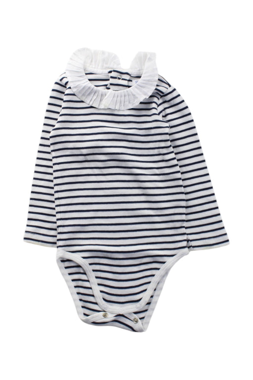 A White Long Sleeve Bodysuits from Bout'Chou in size 3-6M for neutral. (Front View)