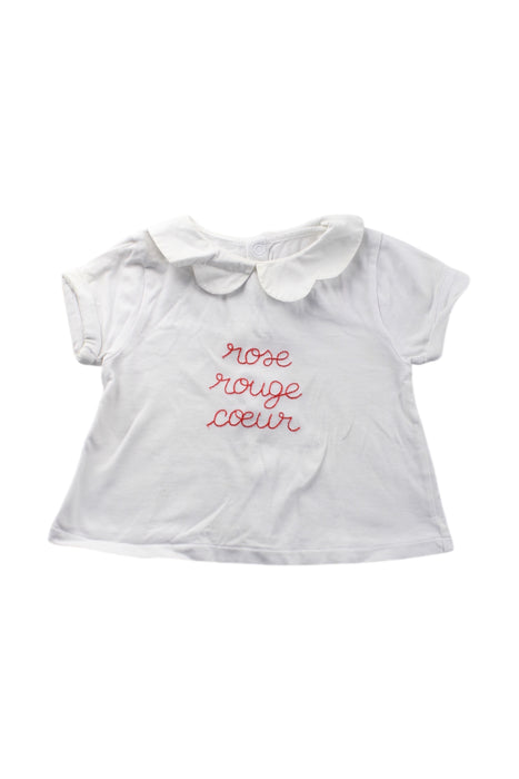 A White Short Sleeve Tops from Jacadi in size 12-18M for girl. (Front View)