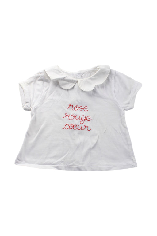 A White Short Sleeve Tops from Jacadi in size 12-18M for girl. (Front View)