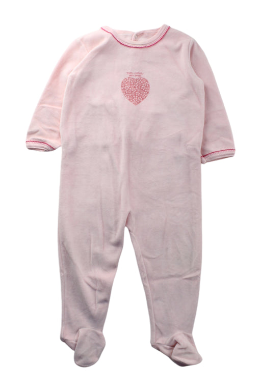 A Pink Onesies from Petit Bateau in size 12-18M for neutral. (Front View)