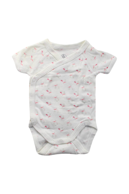 A White Short Sleeve Bodysuits from Petit Bateau in size Newborn for neutral. (Front View)