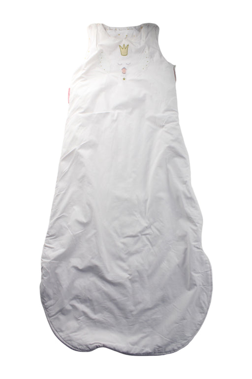 A White Sleepsacs from Little Crevette in size 2T for neutral. (Front View)