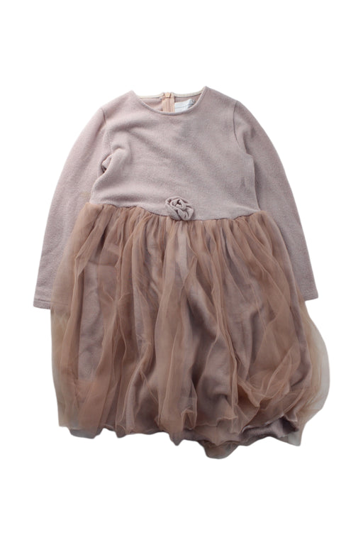 A Beige Long Sleeve Dresses from Chickeeduck in size 6T for girl. (Front View)