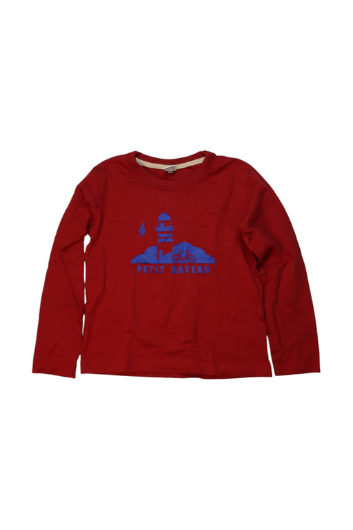 A Red Long Sleeve T Shirts from Petit Bateau in size 8Y for boy. (Front View)