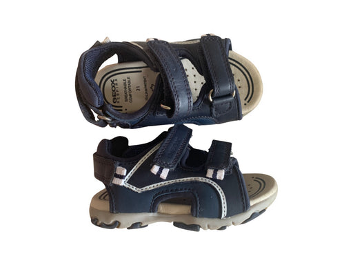 A Blue Sandals from Geox in size 12-18M for boy. (Front View)