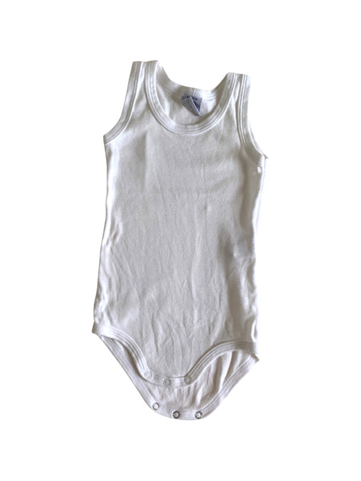 A White Sleeveless Bodysuits from Petit Bateau in size 3-6M for neutral. (Front View)