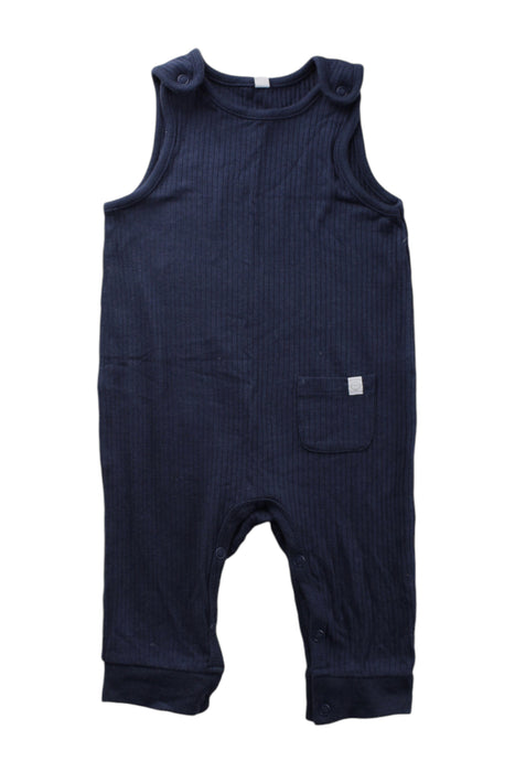 A Navy Sleveless Rompers from Mori in size 3-6M for neutral. (Front View)