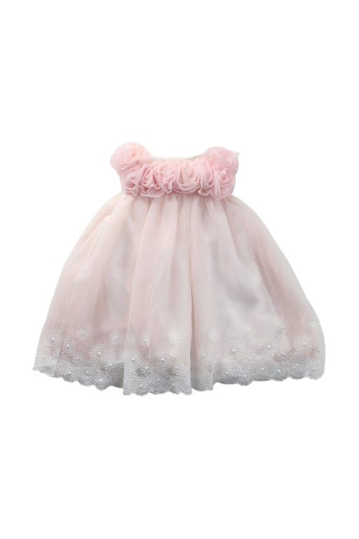 A Pink Sleeveless Dresses from Miniclasix in size 3-6M for girl. (Front View)