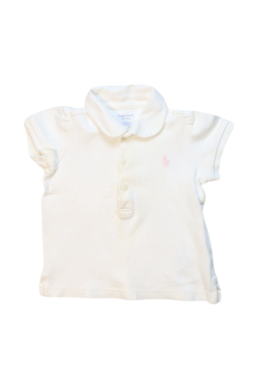 A White Short Sleeve Polos from Ralph Lauren in size 6-12M for girl. (Front View)