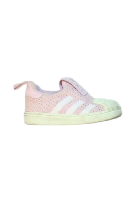 A Pink Sneakers from Adidas in size 12-18M for girl. (Front View)