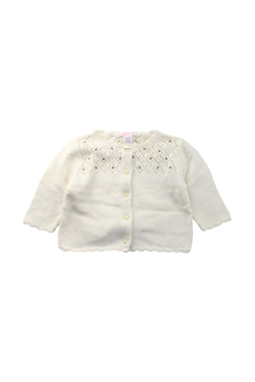 A White Cardigans from Janie & Jack in size 3-6M for girl. (Front View)