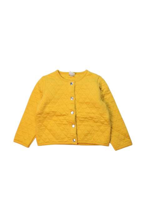 A Yellow Puffer/Quilted Jackets from Petit Bateau in size 3T for girl. (Front View)