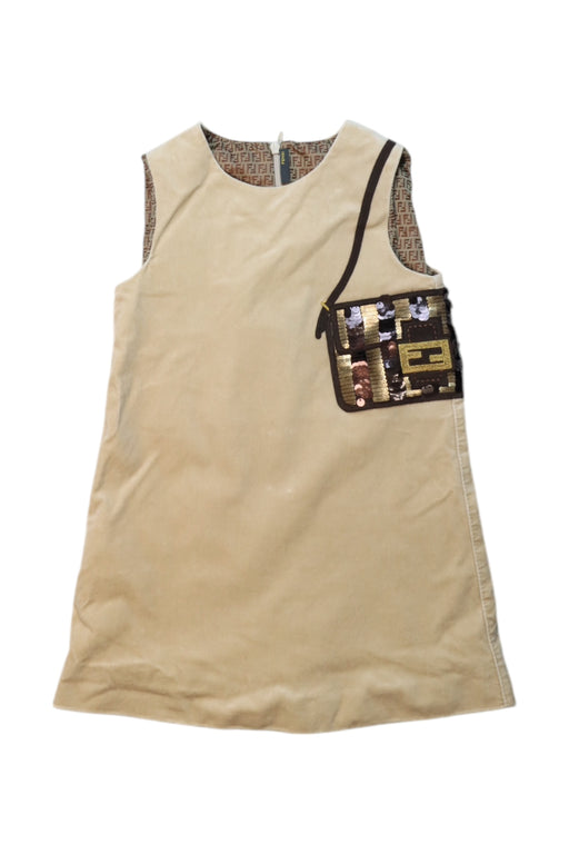 A Beige Sleeveless Dresses from Fendi in size 3T for girl. (Front View)