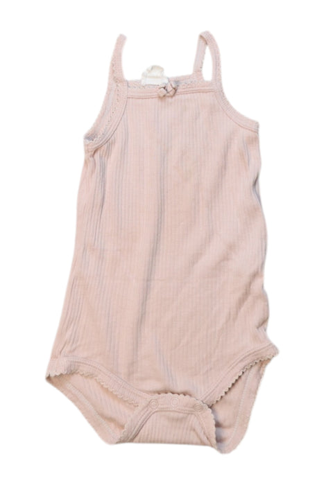 A Peach Sleeveless Bodysuits from Jamie Kay in size 6-12M for girl. (Front View)