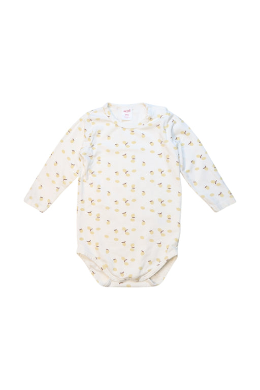 A White Long Sleeve Bodysuits from Seed in size 12-18M for girl. (Front View)