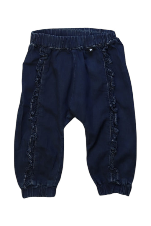 A Navy Casual Pants from Molo in size 6-12M for girl. (Front View)