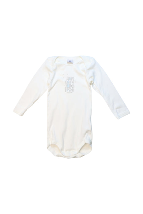 A White Long Sleeve Bodysuits from Petit Bateau in size 6-12M for girl. (Front View)