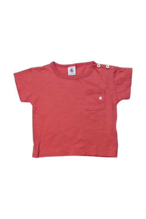 A Red Short Sleeve T Shirts from Petit Bateau in size 6-12M for girl. (Front View)