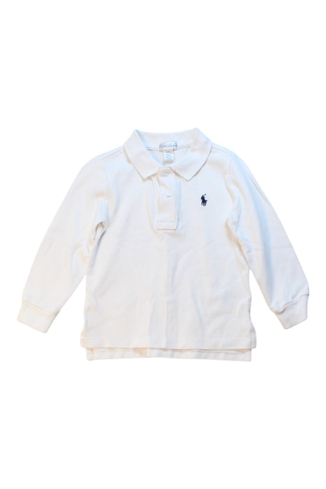 A White Long Sleeve Polos from Ralph Lauren in size 18-24M for boy. (Front View)