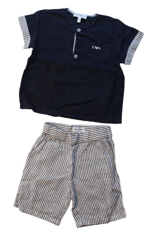 A Black Shorts Sets from Armani in size 18-24M for boy. (Front View)