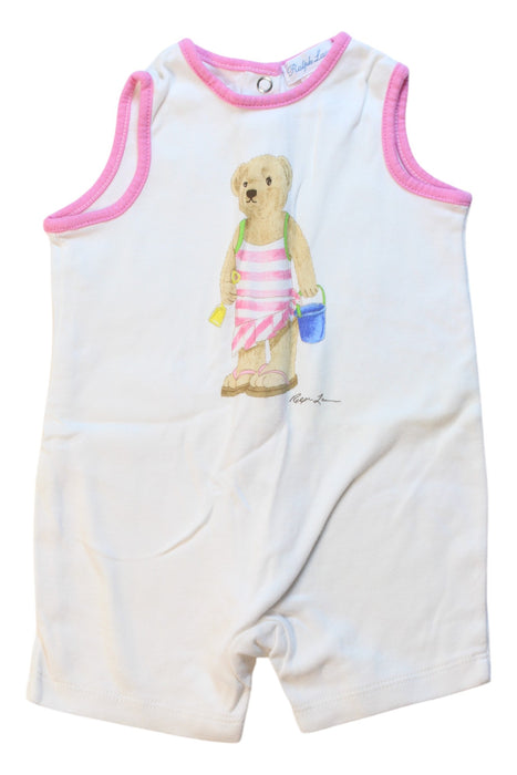 A White Sleeveless Rompers from Ralph Lauren in size 0-3M for girl. (Front View)