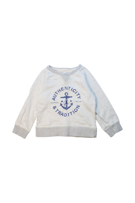 A White Crewneck Sweatshirts from Petit Bateau in size 4T for boy. (Front View)