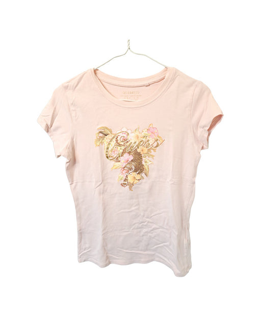 A Pink Short Sleeve T Shirts from Guess in size 10Y for girl. (Front View)