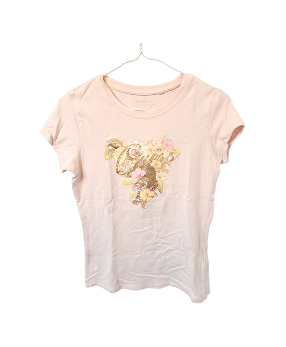 A Pink Short Sleeve T Shirts from Guess in size 10Y for girl. (Front View)