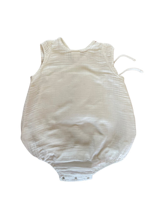A White Sleeveless Rompers from Bonton in size 6-12M for neutral. (Back View)