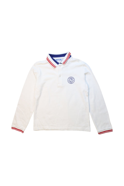 A White Long Sleeve Polos from Jacadi in size 6T for boy. (Front View)