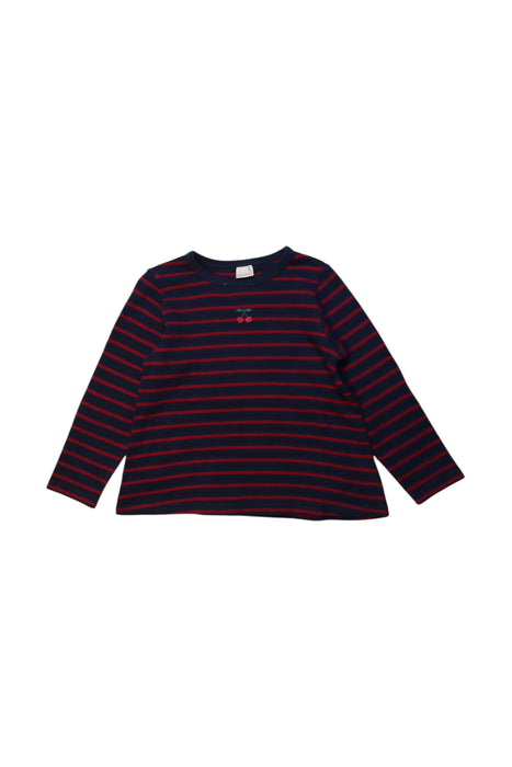 A Navy Long Sleeve T Shirts from Petit Main in size 4T for girl. (Front View)