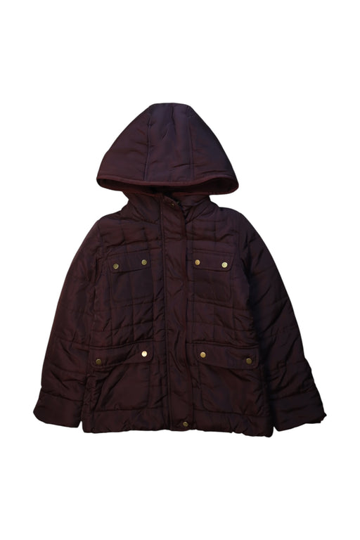 A Burgundy Puffer/Quilted Coats & Outerwear from Jacadi in size 10Y for girl. (Front View)