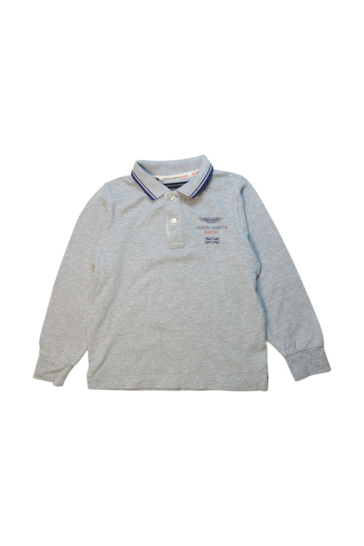 A Grey Long Sleeve Polos from Aston Martin in size 5T for boy. (Front View)