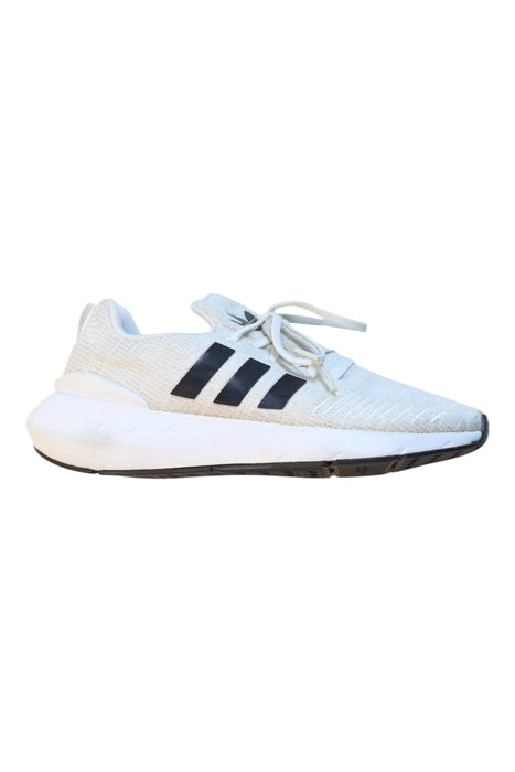 A White Sneakers from Adidas in size 11Y for boy. (Front View)
