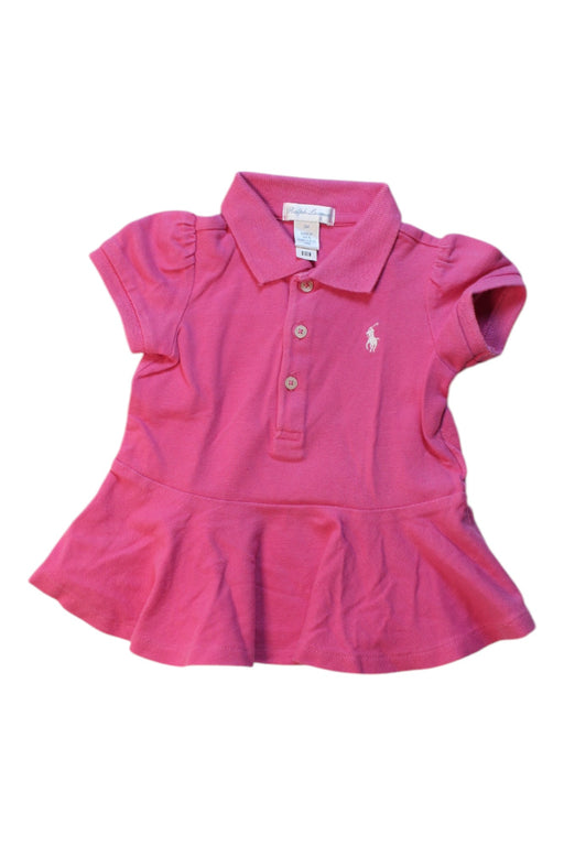 A Pink Short Sleeve Polos from Ralph Lauren in size 6-12M for girl. (Front View)