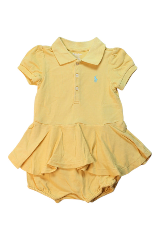 A Yellow Short Sleeve Rompers from Ralph Lauren in size 12-18M for girl. (Front View)