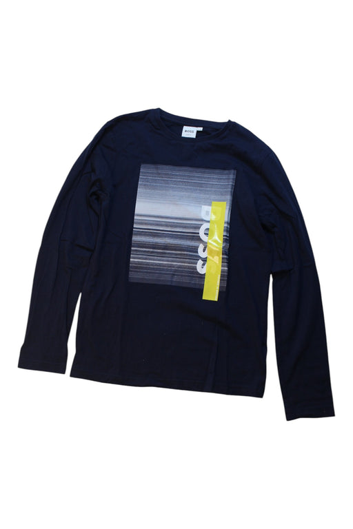 A Navy Long Sleeve T Shirts from Boss in size 12Y for boy. (Front View)
