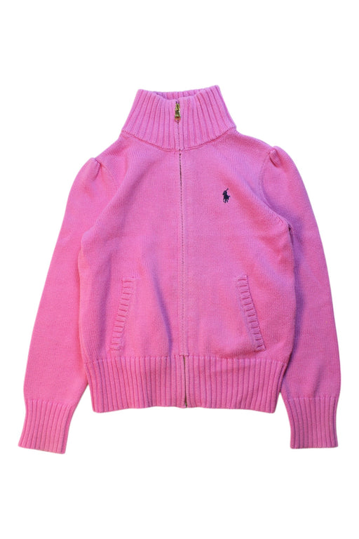 A Pink Zippered Sweatshirts from Ralph Lauren in size 6T for girl. (Front View)