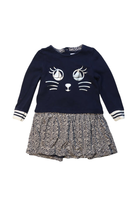 A Navy Long Sleeve Dresses from Petit Bateau in size 18-24M for girl. (Front View)