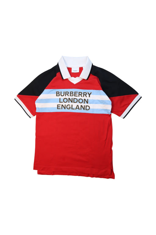 A Red Short Sleeve Polos from Burberry in size 12Y for boy. (Front View)